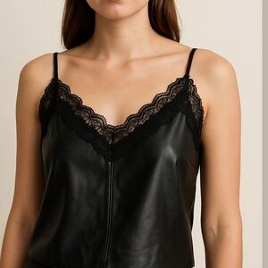 Anthropologie Bishop & Young Leather And Lace Cami